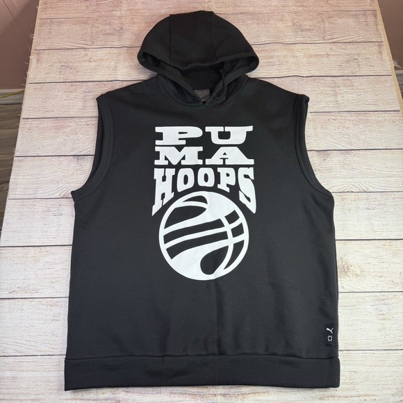 Puma Tops - Puma Hoops‎ Posterize 2.0 Sleeveless Hoodie Men's XL Black